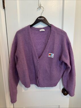 American Vintage Lavender Mohair-Blend V-Neck Cardigan, XS/S